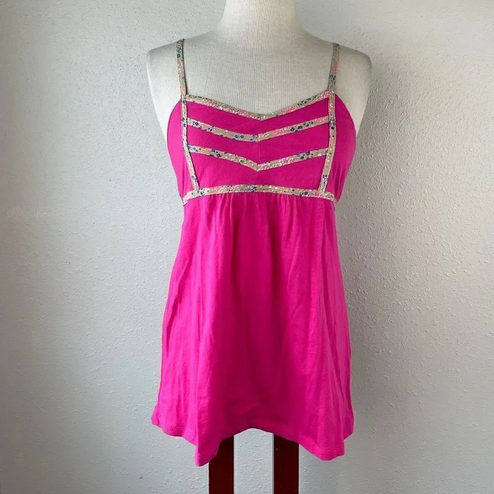 Energie Pink Spaghetti Strap Tank Top Size L EUC